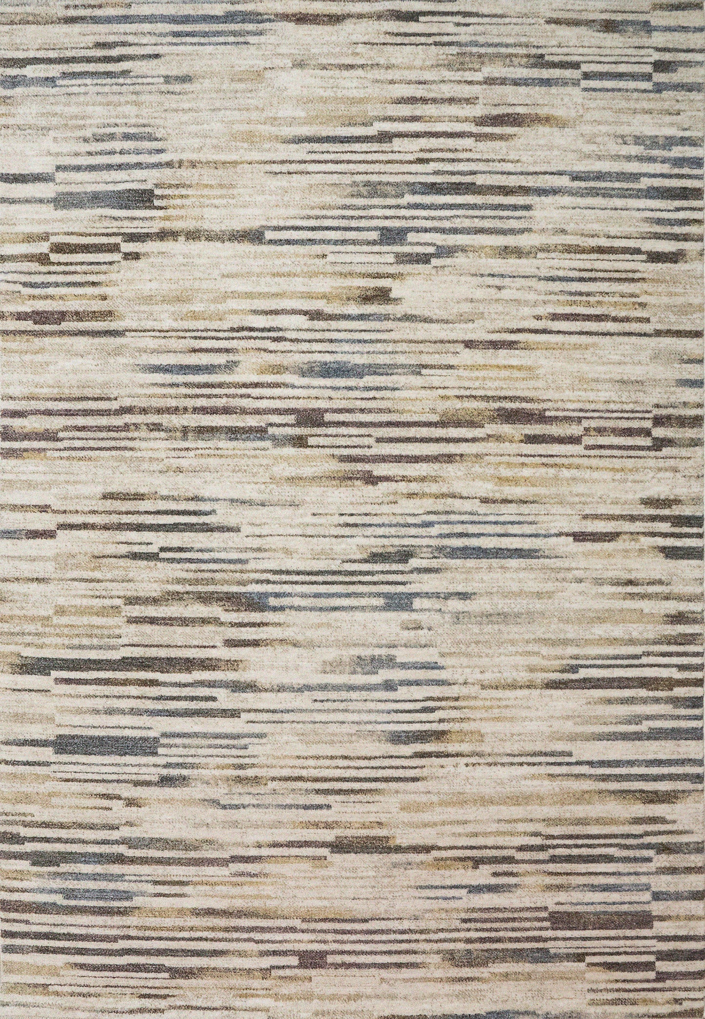 Kashmir Modern Cream/Navy/Multi Striped Low Pile Rug