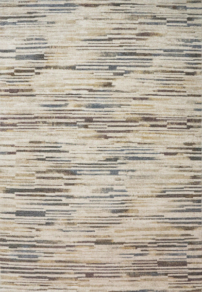 Kashmir Modern Cream/Navy/Multi Striped Low Pile Rug