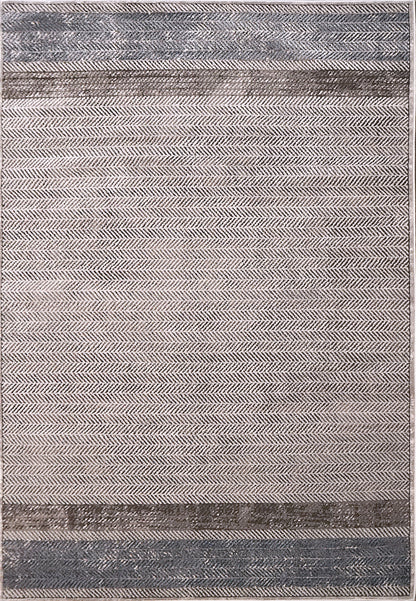Harlow Modern Grey/Blue Chevron Low Pile Rug
