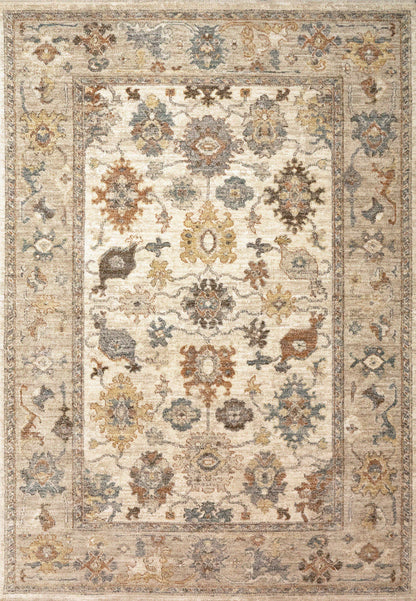 Kashmir Traditional Cream/Multi Floral Low Pile Rug