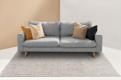 Irving Transitional Light Grey/Beige Floral Low Pile Rug