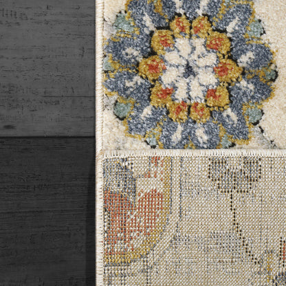 Mabel Traditional Ivory/Multi Oriental Low Pile Rug