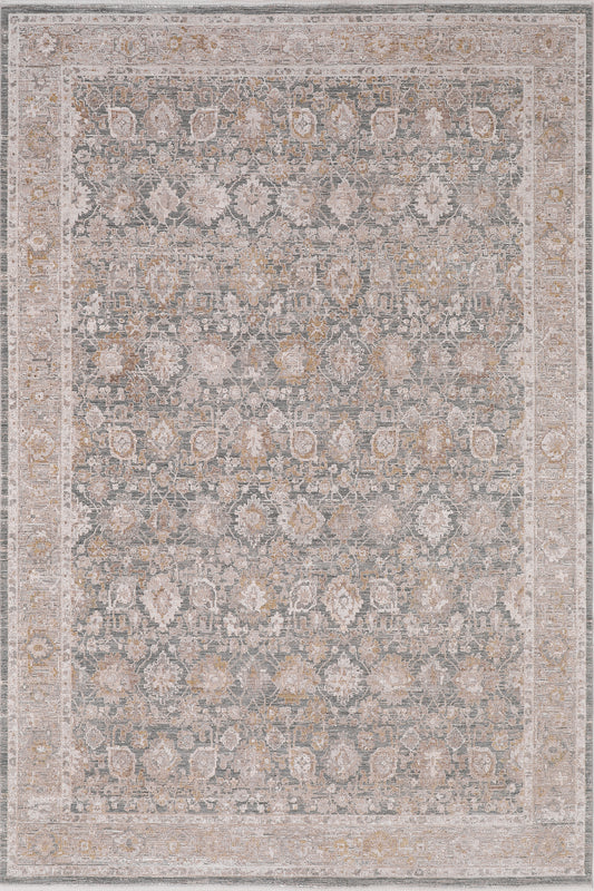 Lara Traditional Beige/Grey/Cream Floral Low Pile Rug