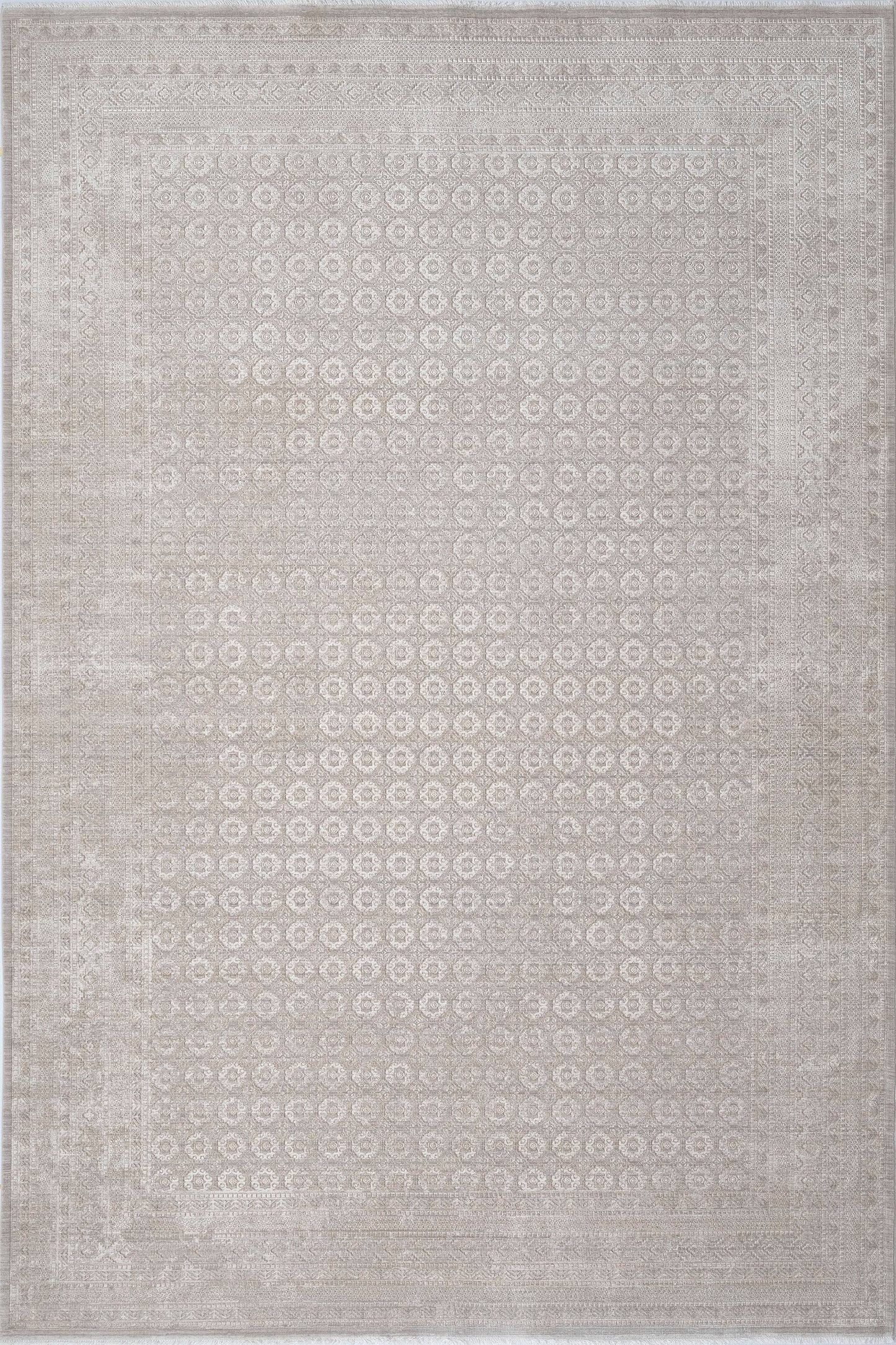 Lara Traditional Taupe Floral Low Pile Rug