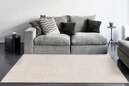 Vuna Modern Ivory Geometric Medium Pile Rug