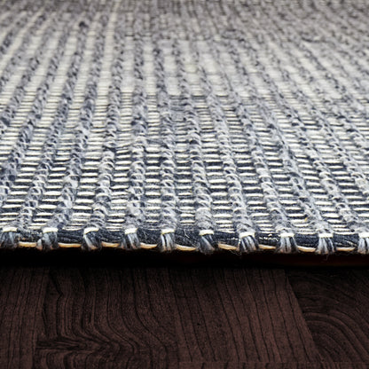 Enchant Solid Navy/Grey Woven Flat-Woven Rug