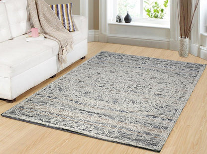 Darcy Traditional Ivory/Blue/Gold Medallion Low Pile Rug