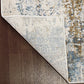 Quartz Transitional Ivory/Blue Distressed Low Pile Rug