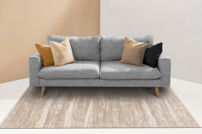 Irving Contemporary Beige/Brown Abstract Low Pile Rug