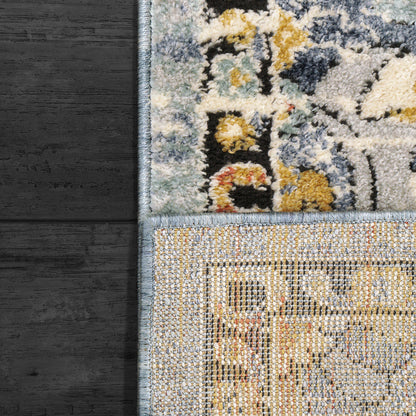 Mabel Traditional Aqua/Multi Oriental Low Pile Rug