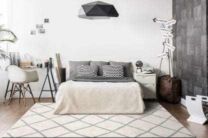 Callie Modern Ivory/Grey Geometric High Pile Rug