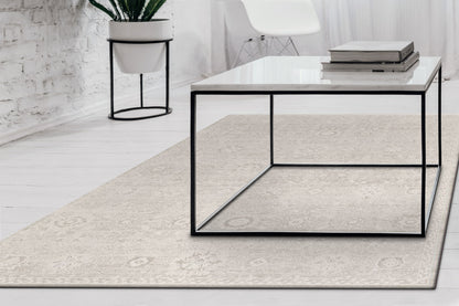 Sterling Transitional Ivory/Beige Damask High-Low Rug