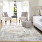 Quartz Transitional Ivory/Blue Distressed Low Pile Rug