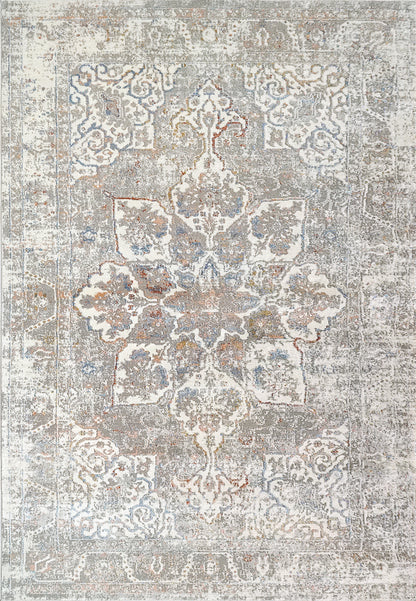 Zen Transitional Grey/Blue Abstract Low Pile Rug