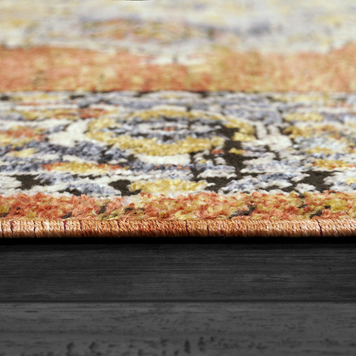 Mabel Traditional Rust/Navy/Multi Oriental Low Pile Rug