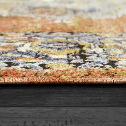 Mabel Traditional Rust/Navy/Multi Oriental Low Pile Rug