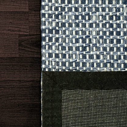 Enchant Solid Navy/Grey Woven Flat-Woven Rug