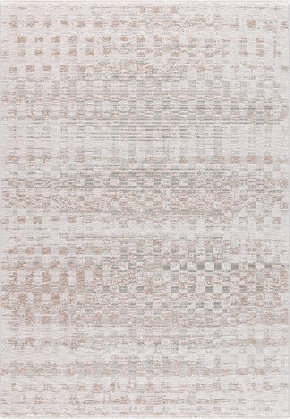 Bliss Contemporary Beige/Grey/Ivory Geometric Low Pile Rug