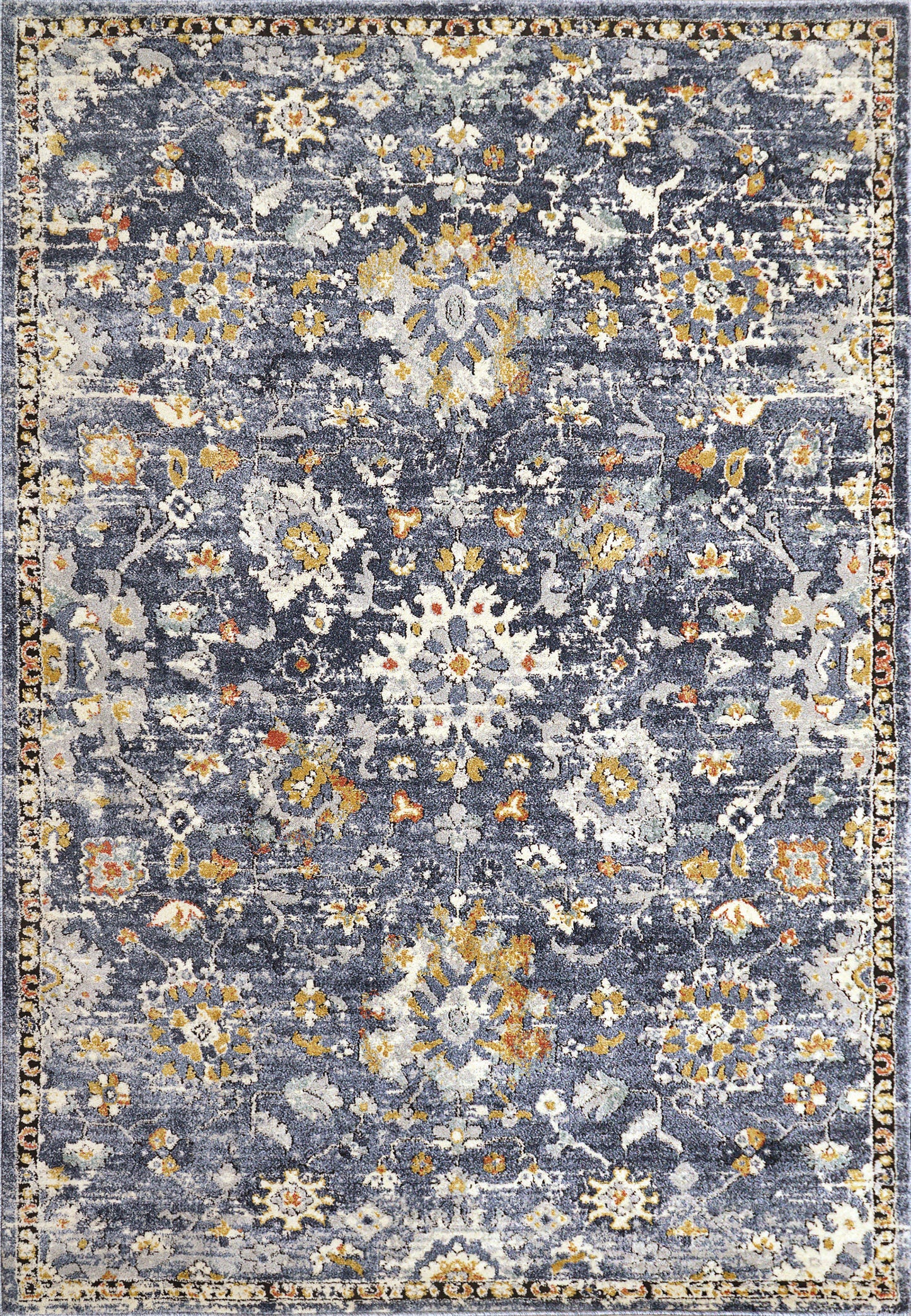 Mabel Traditional Navy/Multi Oriental Low Pile Rug