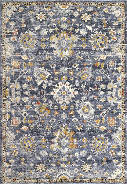 Mabel Traditional Navy/Multi Oriental Low Pile Rug