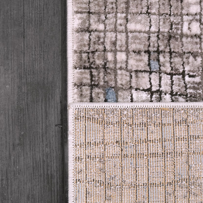 Harlow Modern Ivory/Grey/Blue Abstract Low Pile Rug