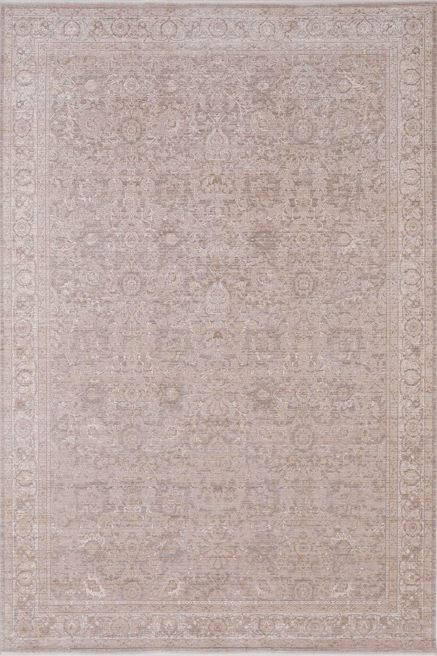 Lara Traditional Beige/Cream/Grey Floral Low Pile Rug