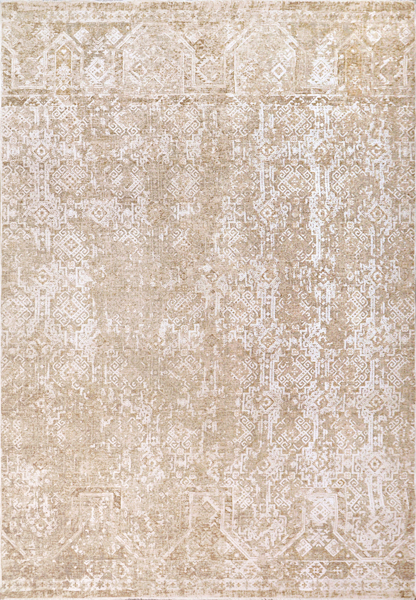 Sahara Transitional Beige/Grey Geometric Low Pile Rug