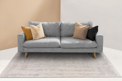 Irving Contemporary Cream/Grey Geometric Low Pile Rug