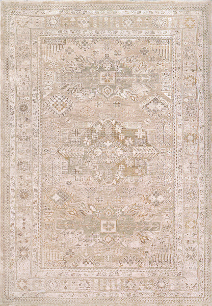 Sahara Traditional Beige/Grey Oriental Low Pile Rug