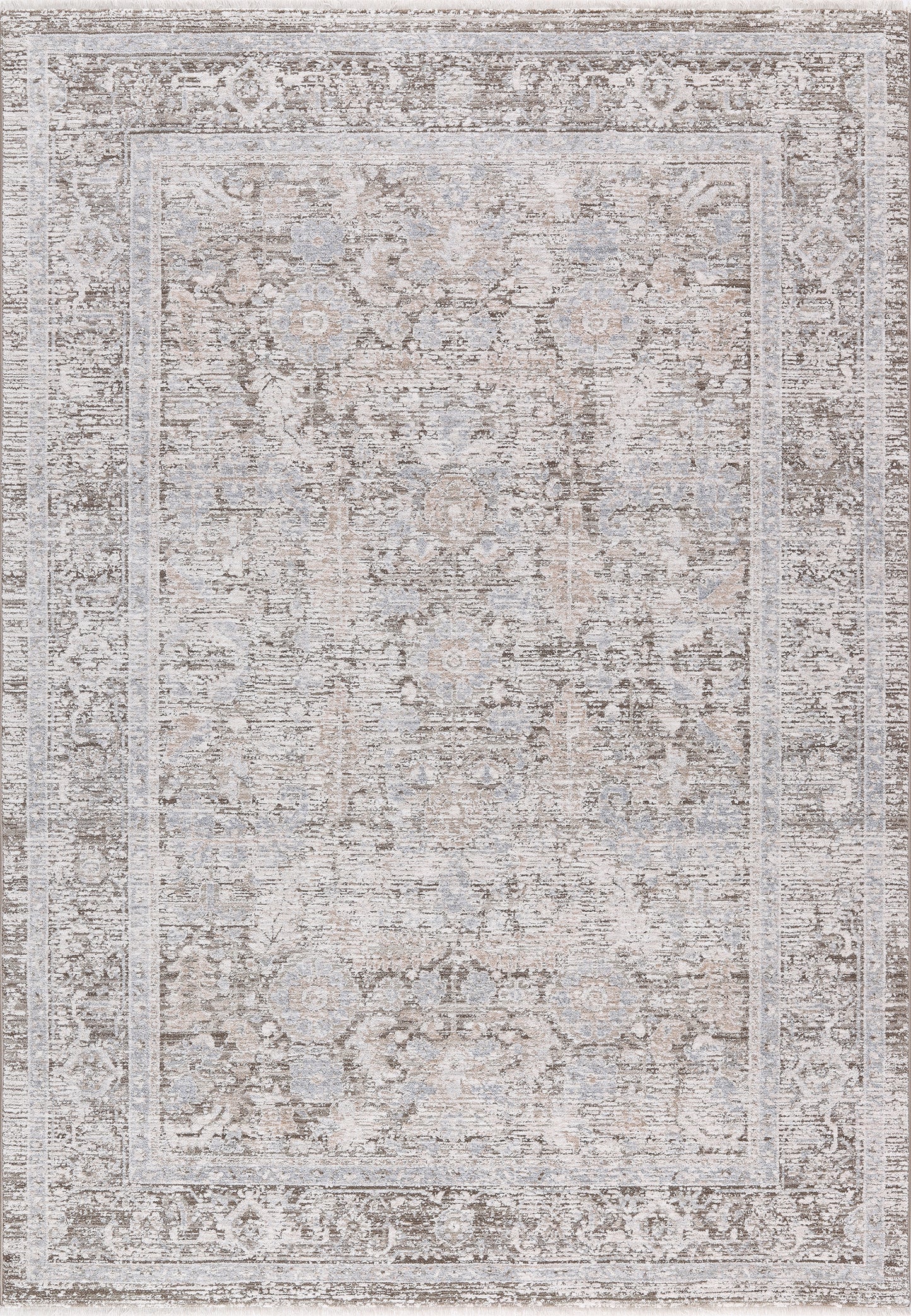 Bliss Traditional Beige/Grey Oriental Low Pile Rug