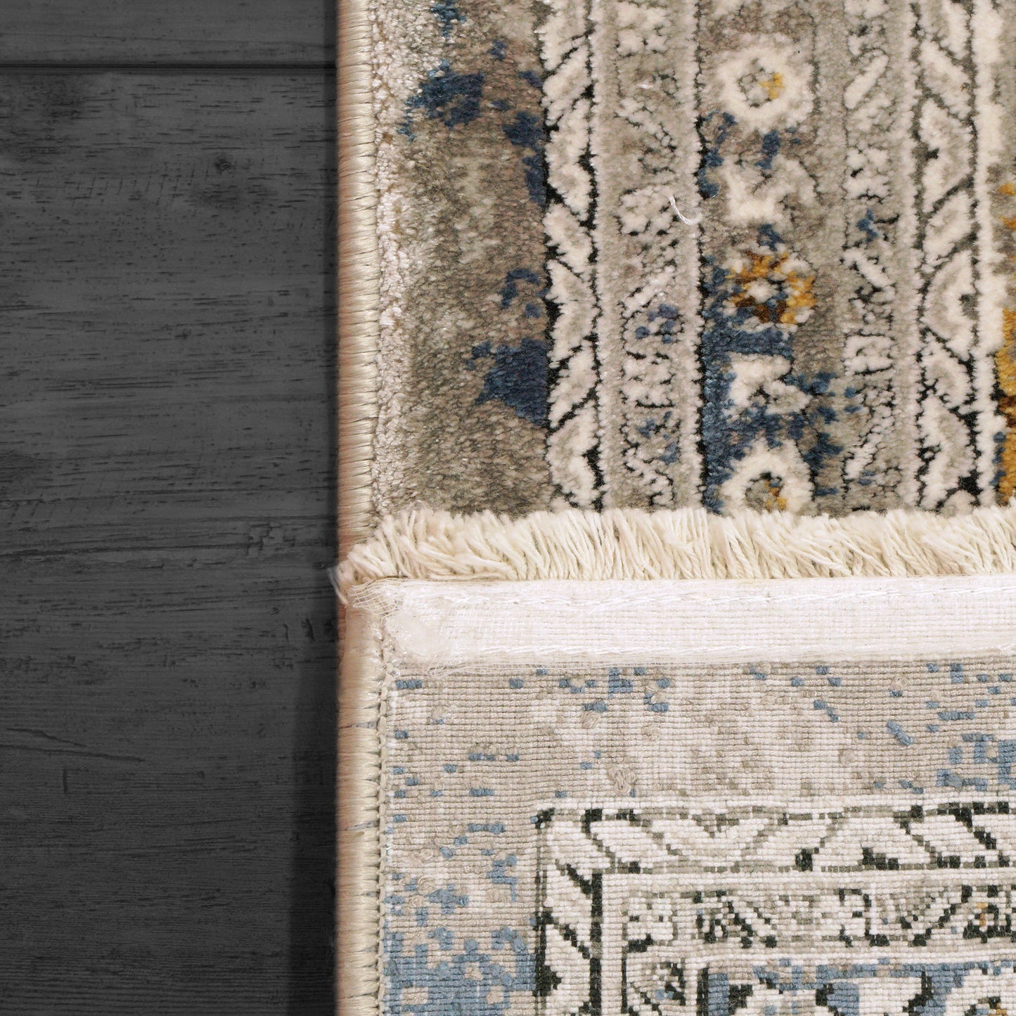 Ruby Transitional Ivory/Grey/Gold Oriental Low Pile Rug