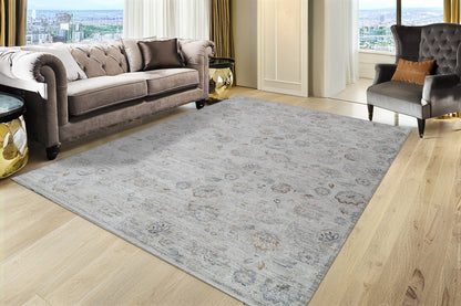 Fiora Modern Cream/Taupe Floral Low Pile Rug