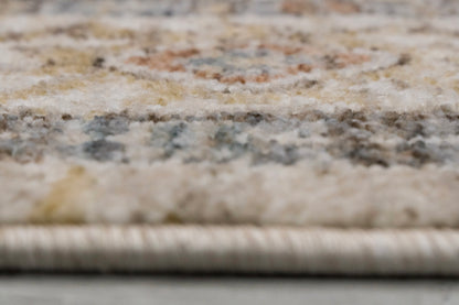 Kashmir Traditional Cream/Beige/Multi Medallion Low Pile Rug