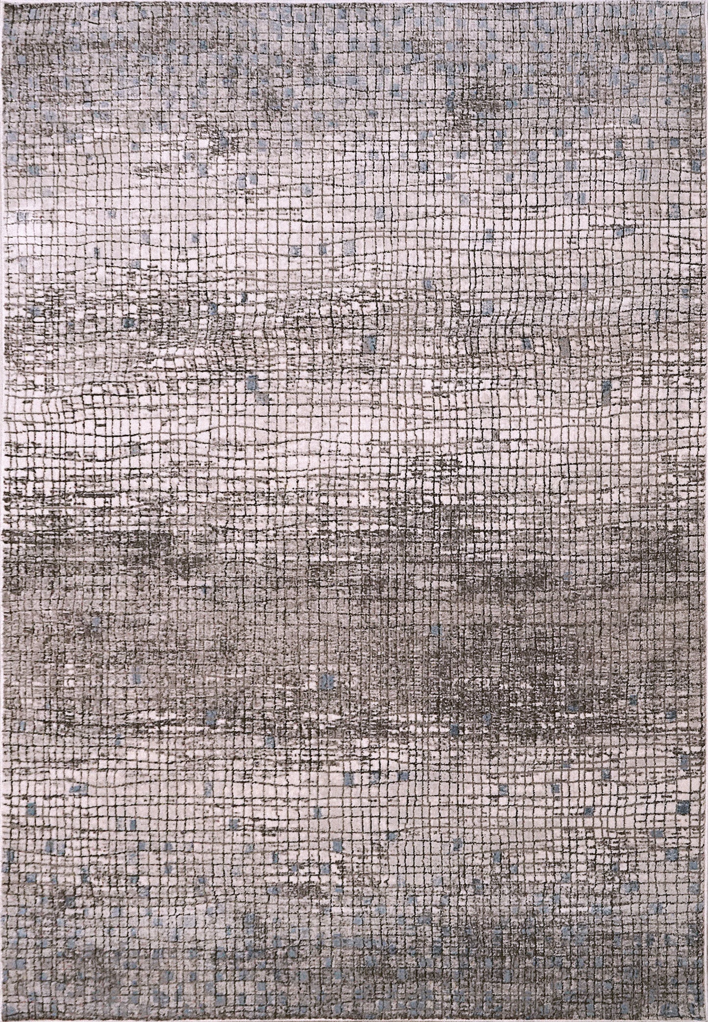 Harlow Modern Ivory/Grey/Blue Abstract Low Pile Rug