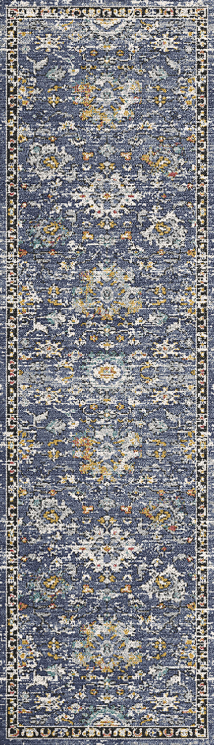 Mabel Traditional Navy/Multi Oriental Low Pile Rug
