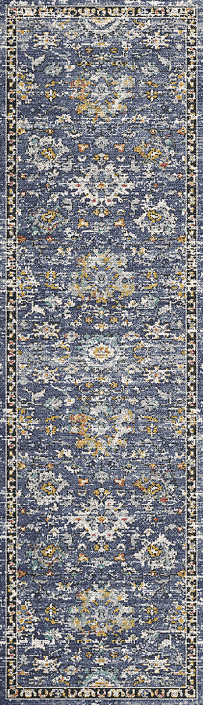 Mabel Traditional Navy/Multi Oriental Low Pile Rug