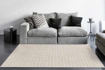 Vuna Modern Ivory/Grey Chevron Medium Pile Rug