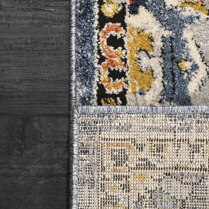 Mabel Traditional Navy/Multi Oriental Low Pile Rug