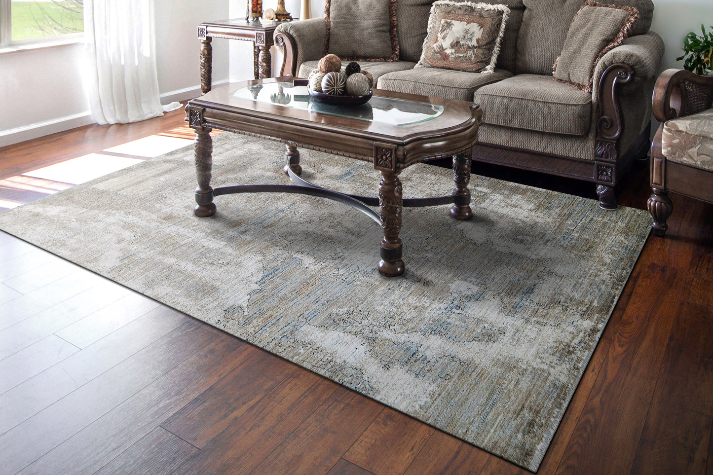 Trevi Modern Cream/Beige/Grey Abstract Low Pile Rug