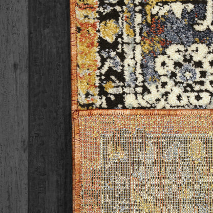 Mabel Traditional Rust/Navy/Multi Oriental Low Pile Rug