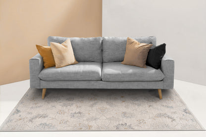 Irving Contemporary Cream/Multi Floral Low Pile Rug