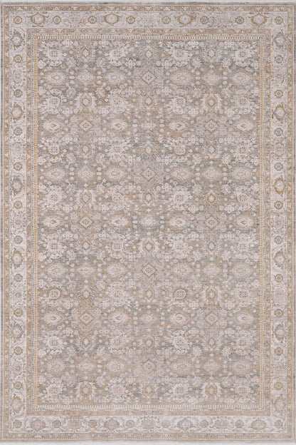 Lara Traditional Beige/Grey/Cream Floral Low Pile Rug