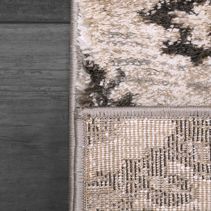 Riley Transitional Grey/Beige Floral Medium Pile Rug