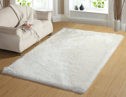 Luxe Contemporary Ivory Shag High Pile Rug