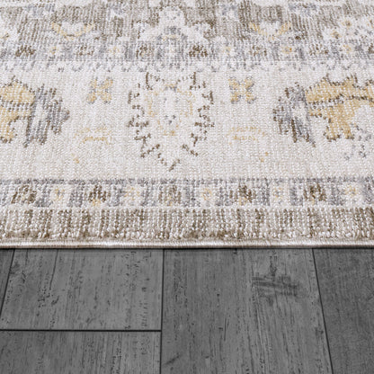 Calypso Transitional Ivory/Grey Bohemian Medium Pile Rug