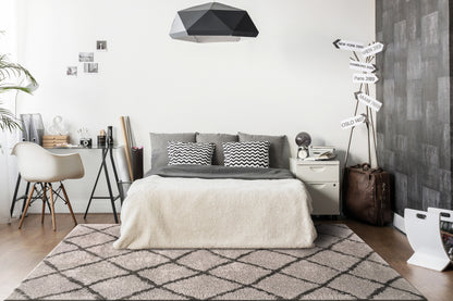 Callie Modern Grey/Dark Grey Geometric High Pile Rug