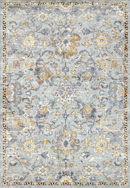 Mabel Traditional Aqua/Multi Oriental Low Pile Rug
