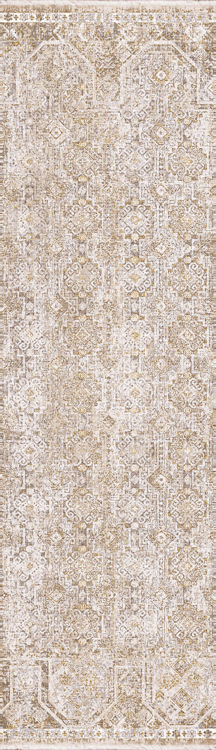 Sahara Transitional Beige/Grey Geometric Low Pile Rug
