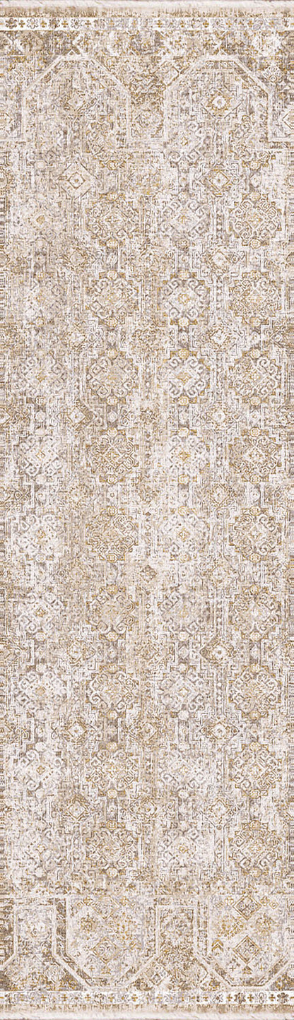 Sahara Transitional Beige/Grey Geometric Low Pile Rug