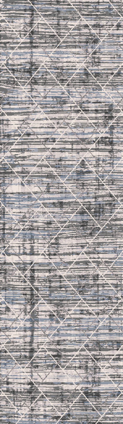 Harlow Modern Grey/Blue Geometric Low Pile Rug